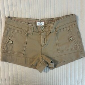 American Eagle Y2K Low Rise Shorts Khaki Tan Size 8